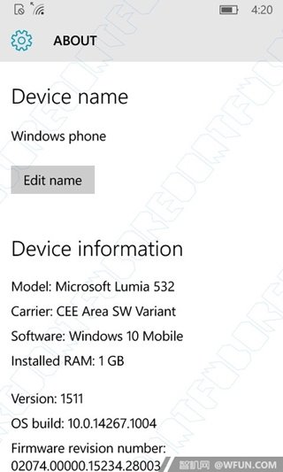 Win10 Mobile RedstoneԤ14267.1004ȶͼع